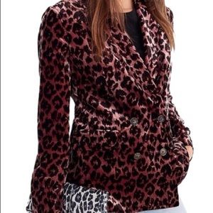 J.Crew Pink Velvet Leopard Blazer. New with tags!